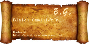 Bleich Geminián névjegykártya